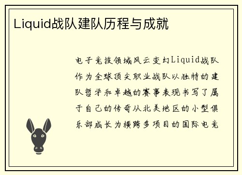 Liquid战队建队历程与成就